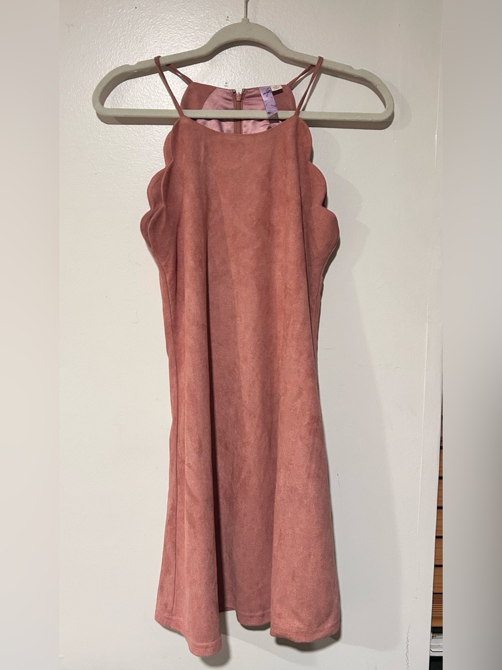 Alya Rose-Quartz Scalloped Mini Dress
